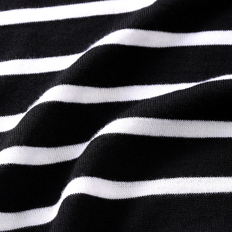 【可机洗澳大利亚100%羊毛】ochirly欧时力条纹短袖针织毛衣25春