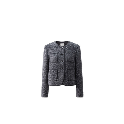 OCHIRLY欧时力 小香风圈圈呢外套女软糯高级感正肩2024秋季新品 - 图3