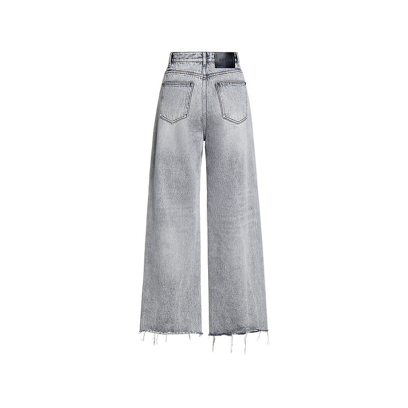 纯棉破洞直筒牛仔长裤女 ochirly欧时力2024新款夏装阔腿裤休闲,淘宝优惠券,粉丝福利购,淘宝优惠卷