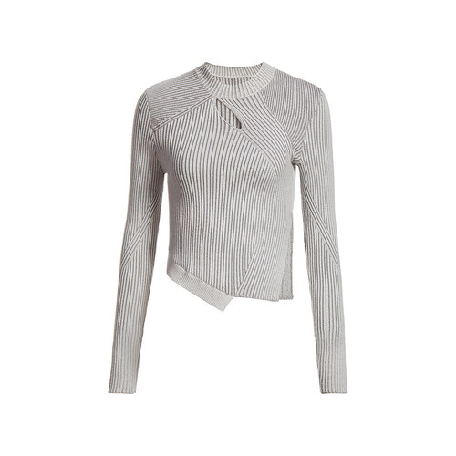 ochirly欧时力 莱赛尔修身毛衣女2024新款早春设计感国风新中式 - 图3