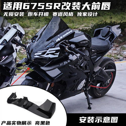 适用春风675SR改装黑武士 风挡定风翼扰流侧翼下唇后驼峰外壳配件 - 图2