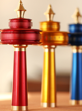 家居摆件彩绘语狮子手摇转金轮