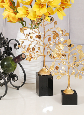 轻奢高档招财酒柜客厅摆件珊瑚树桌面摆设家居金属现代创意装饰品