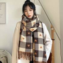 2023 new 100 lap bifacial loving plaid scarves for women Winter Korean version cute students warm up neck and neck girdwomen