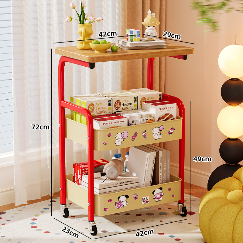床边桌可移动茶几零食小推车奶油客厅沙发边几边桌迷你床头置物架 - 图3