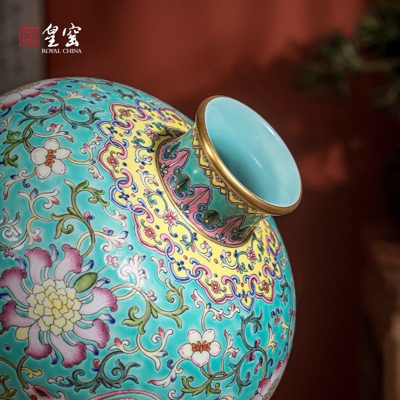 皇窑景德镇陶瓷花瓶粉彩凤穿花梅瓶客厅博古架装饰插花摆件送礼品,淘宝优惠券,粉丝福利购,淘宝优惠卷