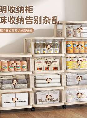 客厅卡通透明折叠收纳柜箱｜防尘