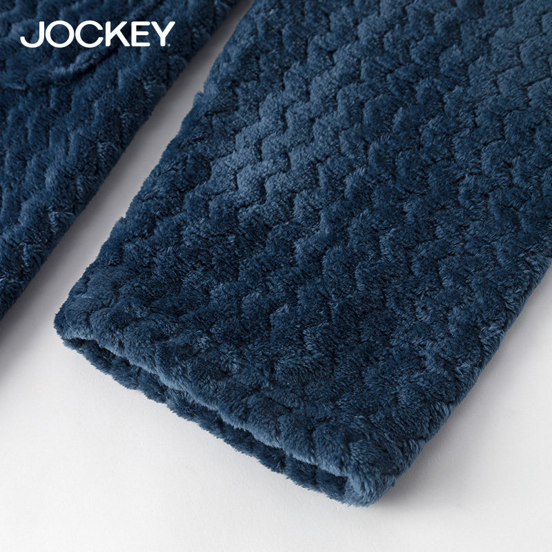 Jockey双面加绒法兰绒长袖睡袍男士宽松保暖居家长款浴袍男秋冬款,淘宝优惠券,粉丝福利购,淘宝优惠卷