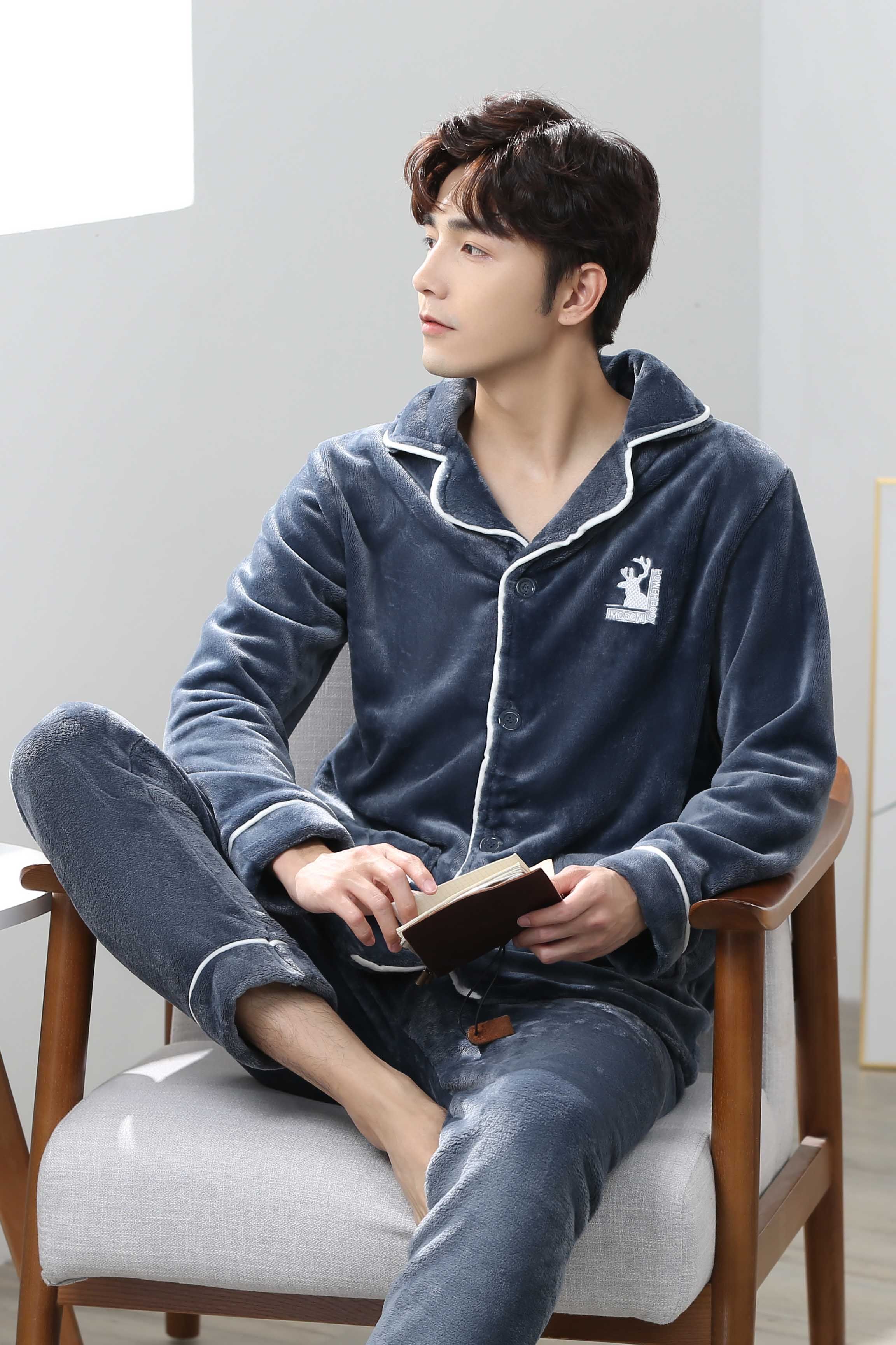 男士秋冬季新款长袖套装珊瑚绒睡衣 凡米姿睡衣/家居服套装