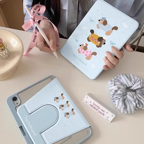 卡通汉堡腊肠狗360度旋转适用ipad11保护壳air7/6新款ipad10带笔槽13寸防摔女10.9苹果平板保护套mini7 - 图1