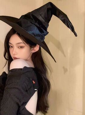 万圣节洛丽塔褶皱女巫帽