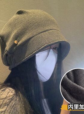 黑色韩系堆堆帽女秋冬显脸小