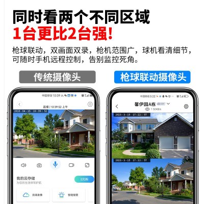 有看头双镜头摄像头双画面监控室外家用360度全景无线远程监控器