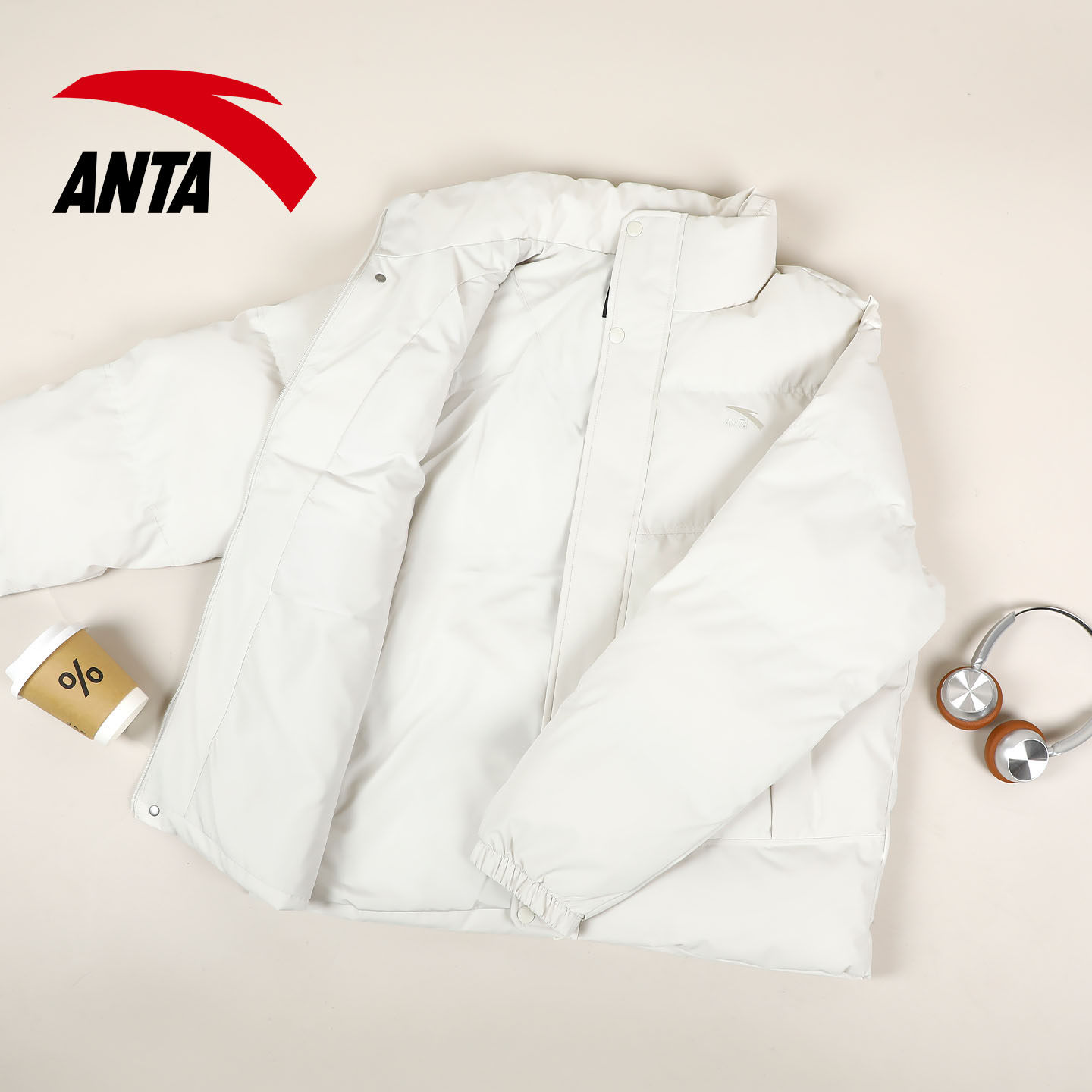 安踏立领开衫棉服女冬季短款蓬松宽松大码保暖面包服防风加厚外套,淘宝优惠券,粉丝福利购,淘宝优惠卷