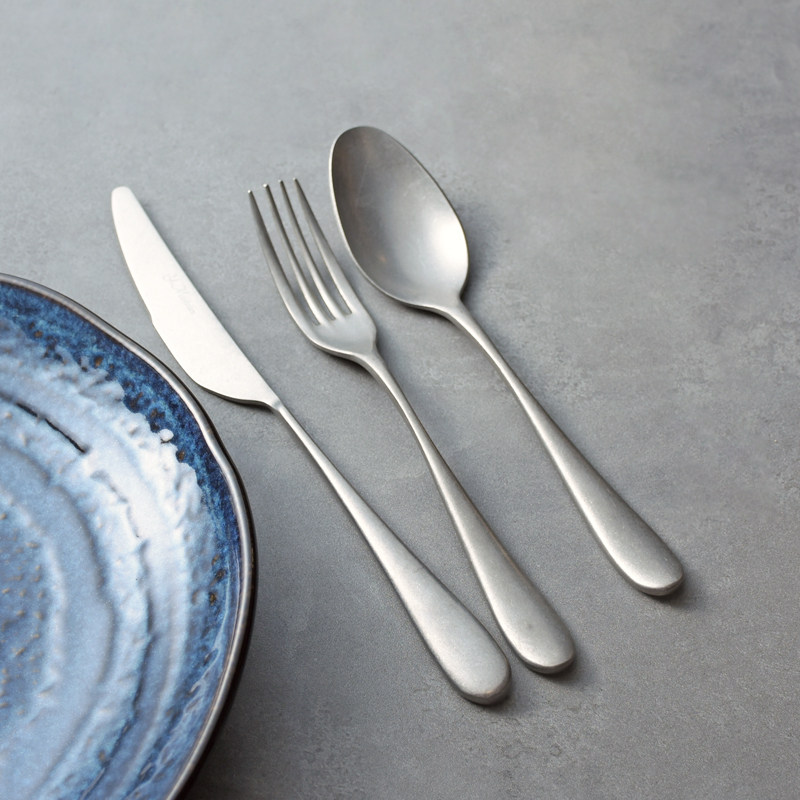 极简线条设计银灰复古餐具 茶花西餐餐具牛排刀叉勺子304不锈钢,淘宝优惠券,粉丝福利购,淘宝优惠卷