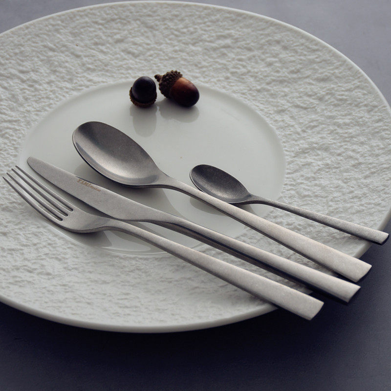 秋和岚匠复古做旧银 牛排刀叉甜品勺咖啡勺水果叉304不锈钢西餐具,淘宝优惠券,粉丝福利购,淘宝优惠卷