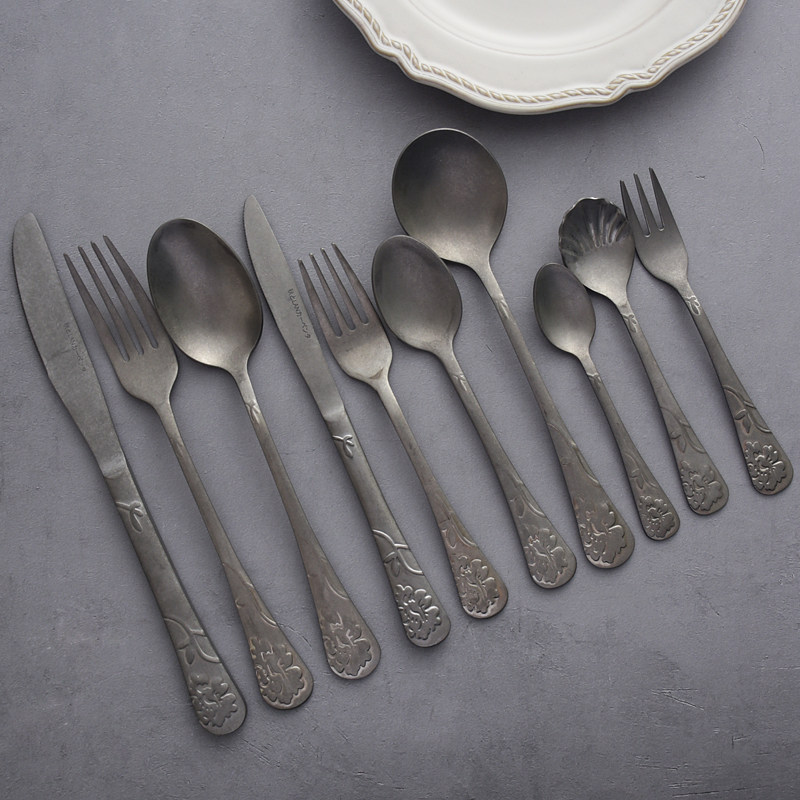 秋和岚匠 杜鹃花理念设计复古304牛排刀叉勺咖啡搅拌勺水果叉餐具,淘宝优惠券,粉丝福利购,淘宝优惠卷