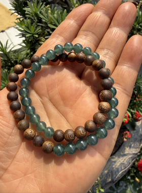 瑞涵琪沉香原创设计天然蓝水翡翠手链女款双圈手串情侣礼物专属新