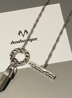 六岩柱项链男潮牌嘻哈小众设计感配饰男生高街痞帅百搭钛钢毛衣链