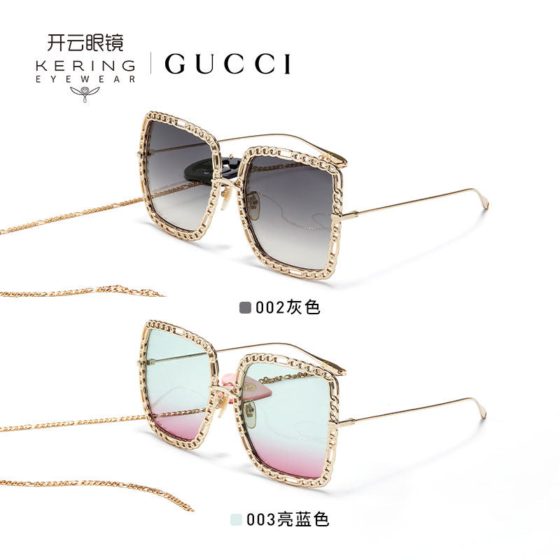 开云眼镜gucci系列金属大框女迷链 开云眼镜太阳眼镜
