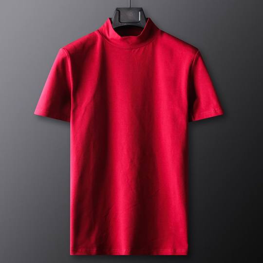 Turtleneck short-sleeved cotton t-shirt slim fit men's casual shirt