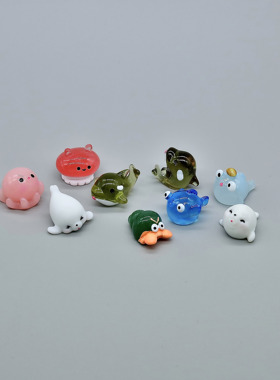 微景观摆件 可爱海洋动物乌贼 虎鲸 水母寄居蟹海洋动物 树脂配件