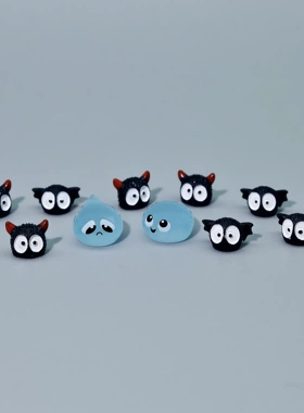 我趣万圣节夜光小黑煤球装饰