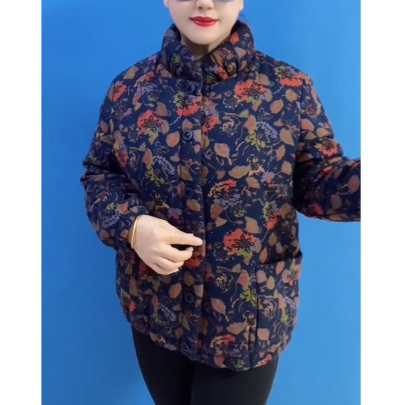 秋冬新款女加棉保暖外套中老年妈妈装上衣洋气碎花面包领棉服棉袄,淘宝优惠券,粉丝福利购,淘宝优惠卷