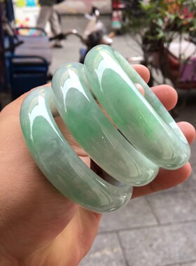 天然缅甸老坑翡翠飘花A货玉手镯糯种贵妃飘阳绿冰种绿紫罗兰贵妃