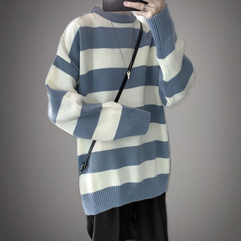 ເສື້ອເຊີດຄໍສະໄຕລ໌ຜູ້ຊາຍສາຍຄໍສະໄຕລ໌ເກົາຫຼີ trendy personality loose sweater trendy brand in Hong Kong style casual lazy sweater