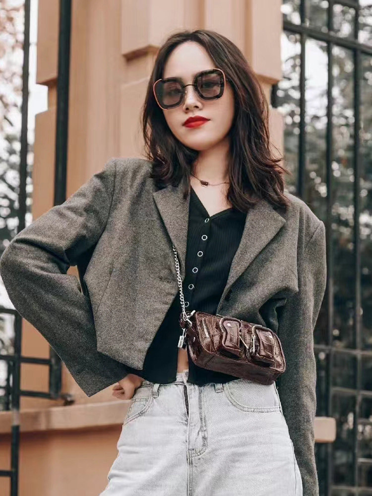 nunoo女轻奢麂皮手提原创斜挎包 Nunoo海外女士包袋