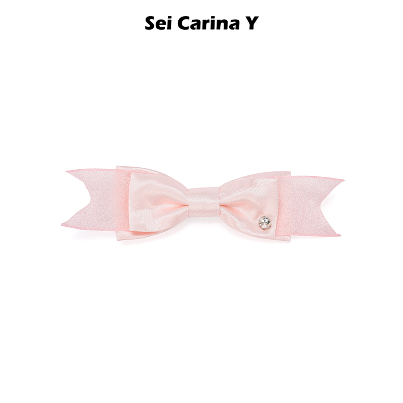[7折]Sei Carina Y缎感拼接燕尾发夹女后脑勺夹子头饰蝴蝶结发饰 - 图3