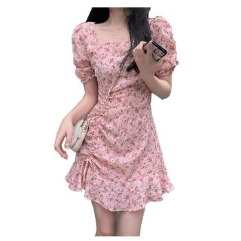 Fat Sister Summer Dress New 2024 Western Style Square Neck Dress Floral Plus Size ຂອງແມ່ຍິງອາຍຸການຫຼຸດຜ່ອນຄົນອັບເດດ: Fairy Dress Trend