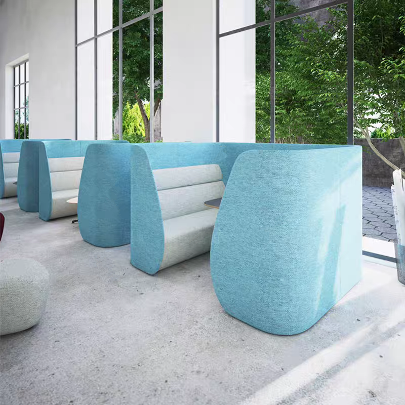 办公沙发高背接待洽谈双人设计师隐私隔板超高谈单酒店沙发卡座 - 图0