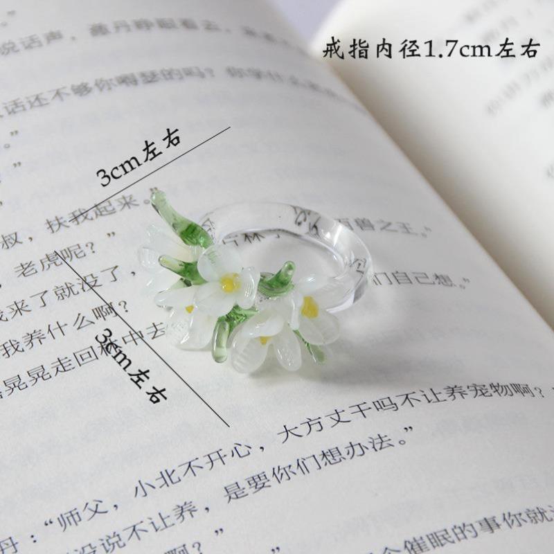 琉璃戒指女潮流高级手工琉璃蝴蝶戒指拍照新款情侣闺蜜装饰设计感 - 图0