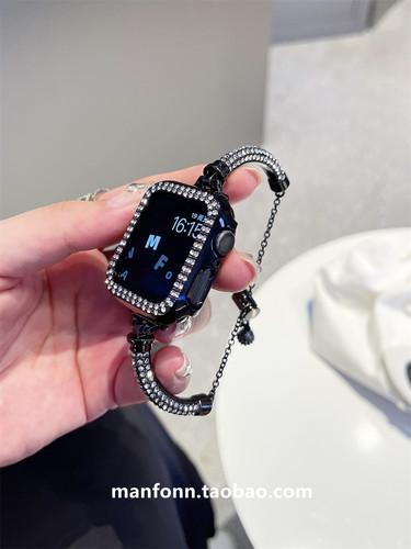 高级满钻小香风手镯适于苹果10手表链Applewatch987代表带3456SE - 图2