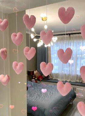 少女心卧室门帘隔断帘客厅房门装饰挂帘配饰免打孔女孩儿童房挂帘