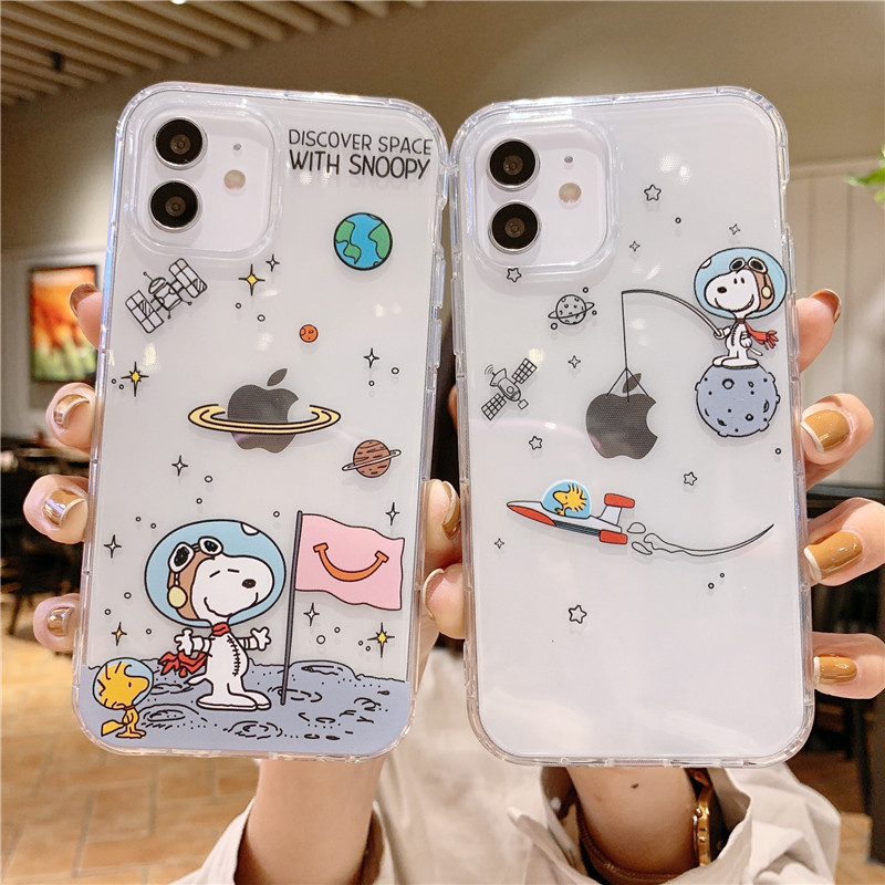 Cute Cartoon astronaut Star Space Phone case For iPhone 11 Pro MAX XS XS X 7 8 plus Funny Transparen-图1