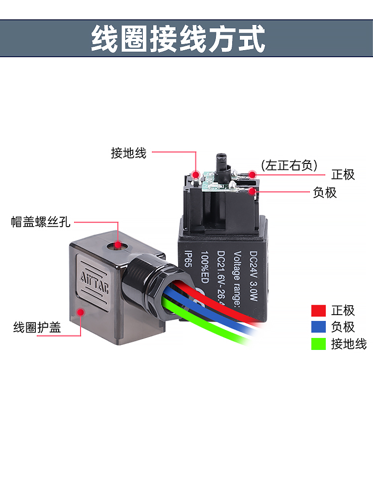 亚德客电磁阀三位五通4V230C084V130C06 4V330C104V430C15 - 图1