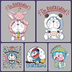 Summer fashion brand short sleeve t-shirt men's Doraemon co branded lovers dress robot cat trend pure cotton loose new versatile