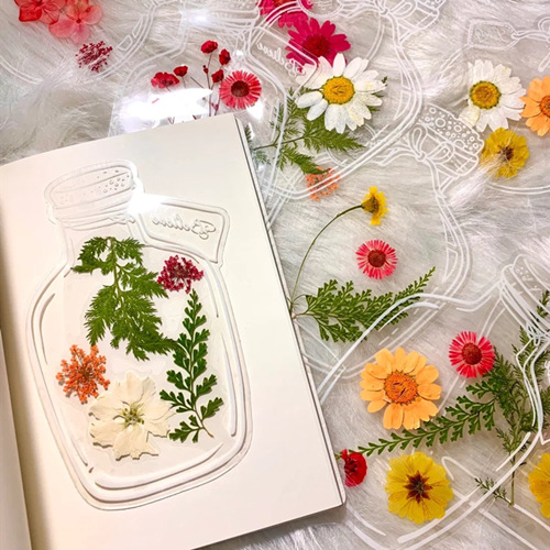 干花书签手工diy材料标本塑封膜创意植物树叶刺绣透明压花瓶子工具古风春天自制书法小学生押花花瓣鲜花礼物