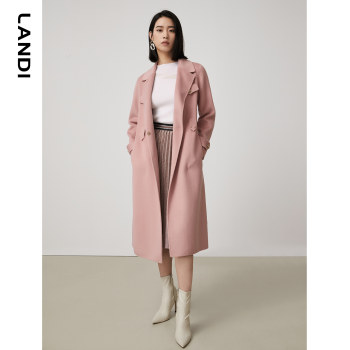 LANDI lapel ແອວ woolen coat ເສື້ອຍືດຍາວລະດູຫນາວໃຫມ່ຂອງແມ່ຍິງ