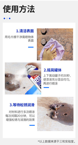 三和除锈灵五金齿轮汽车自行车铰链除锈剂螺丝松动去锈防锈润滑剂 - 图3