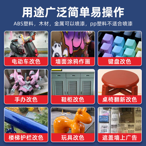 三和塑料专用翻新改色自喷漆颜色大全diy彩绘图案油漆手喷漆 - 图0