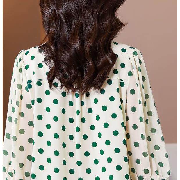 波点上衣女七分袖雪纺衬衫女洋气百搭2026年夏口袋巾季新款时尚减,淘宝优惠券,粉丝福利购,淘宝优惠卷