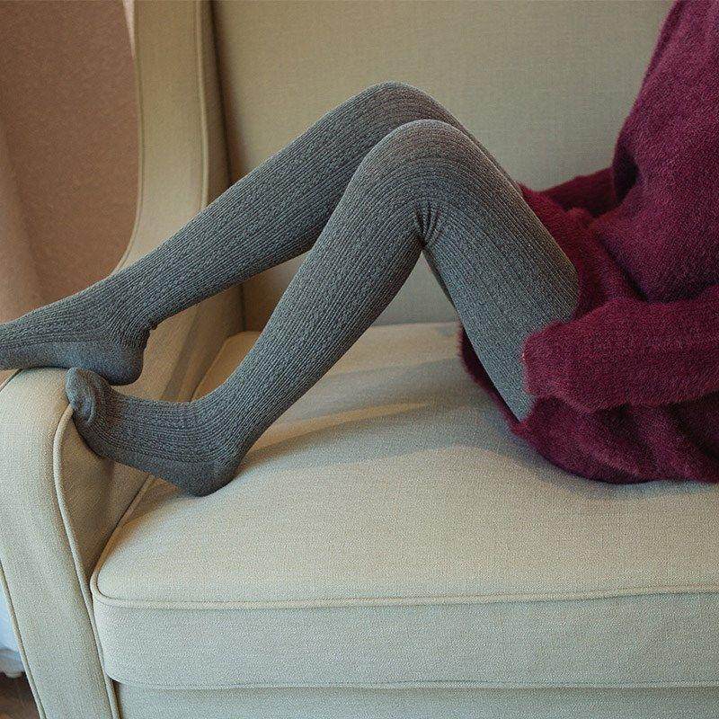 灰色打底袜春秋针织麻花连袜裤女踩脚打底袜外穿日系毛线裤子ins,淘宝优惠券,粉丝福利购,淘宝优惠卷