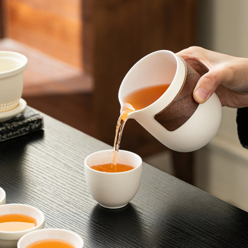 奶油黄便携式旅行茶具小套装简易户外泡茶壶茶杯子随身露营快客杯 - 图1