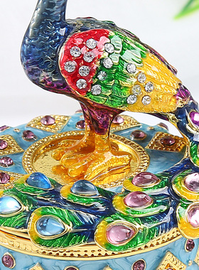 珐琅镀彩创意金属工艺品客厅家居饰品孔雀摆件鱼虫鸟兽礼纪念品