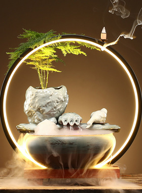 装饰品家居招财小型喷泉客厅循环水转运办公室桌面加湿器流水