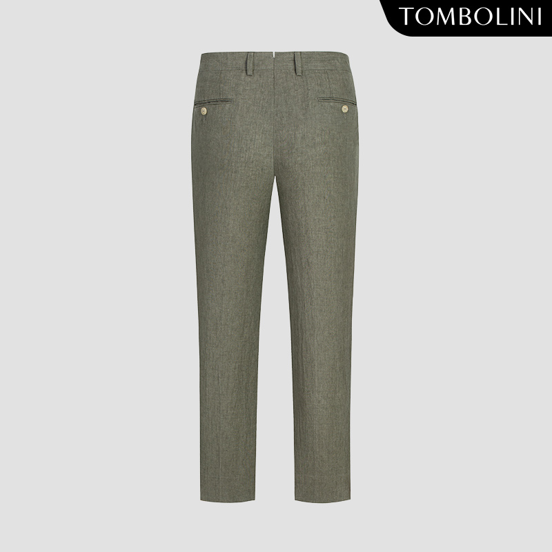 TOMBOLINI【纯亚麻长裤】春夏轻薄休闲九分裤男 丛林绿色直筒西裤